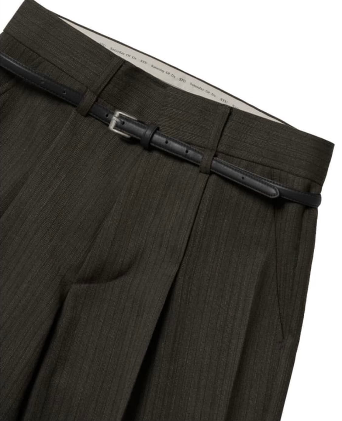 STU 크리즈 벨트 스트라이프 슬랙스 상품이미지1