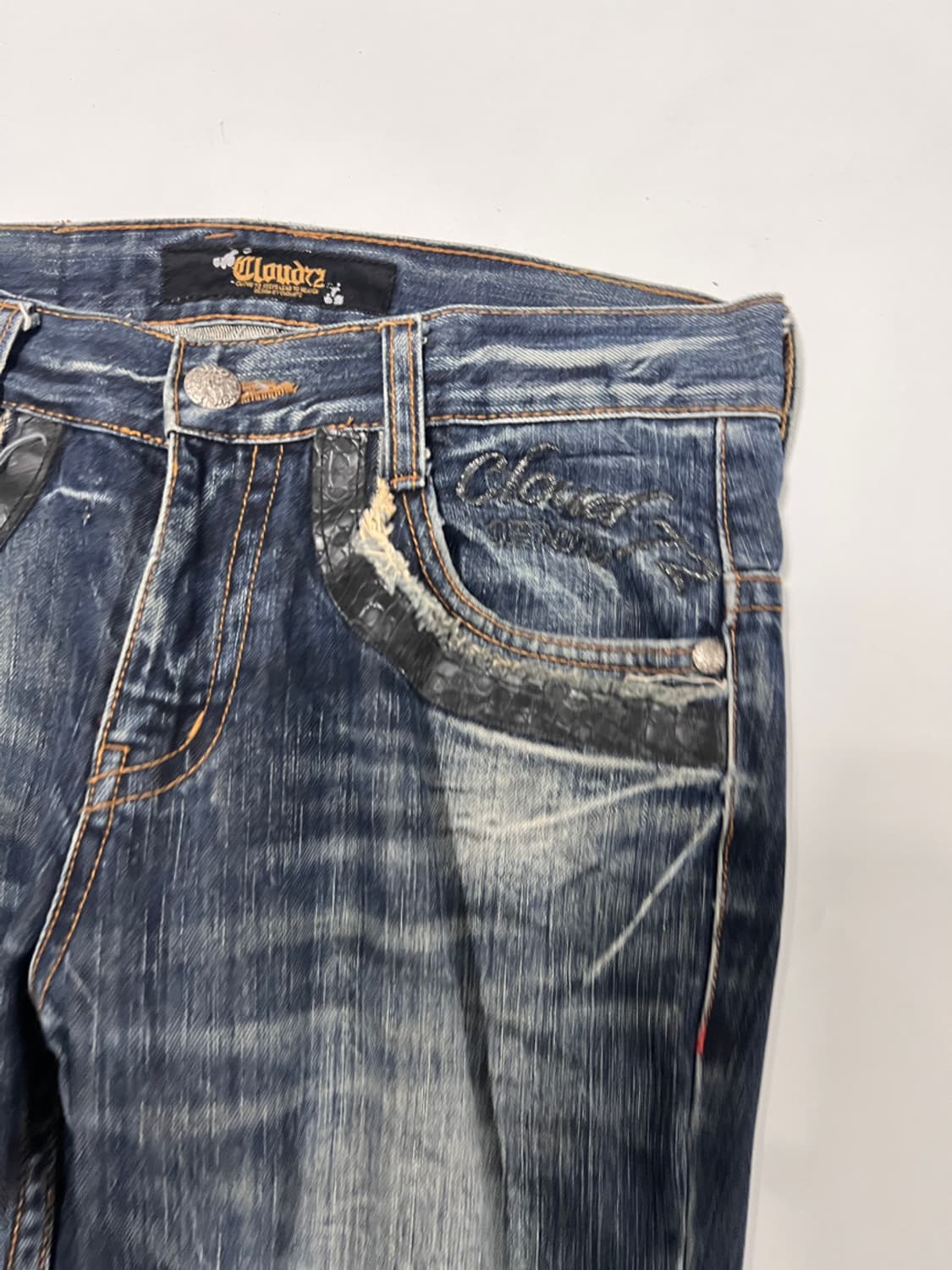 Japanese vintage 포켓가죽 포인트 y2k 워싱데님 상품이미지4