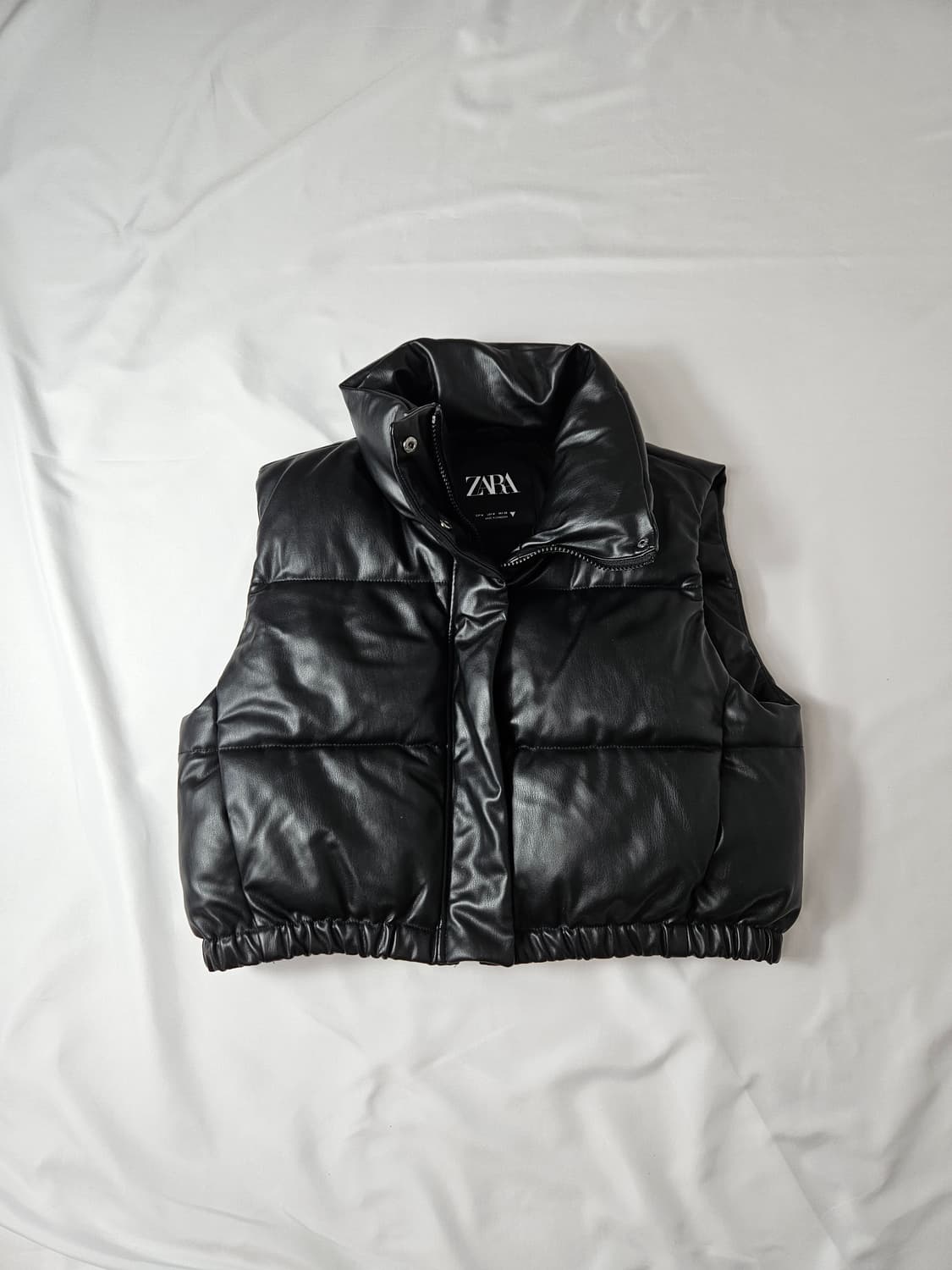 자라 레더 크롭 조끼패딩 푸퍼 스트링 M 상품이미지1