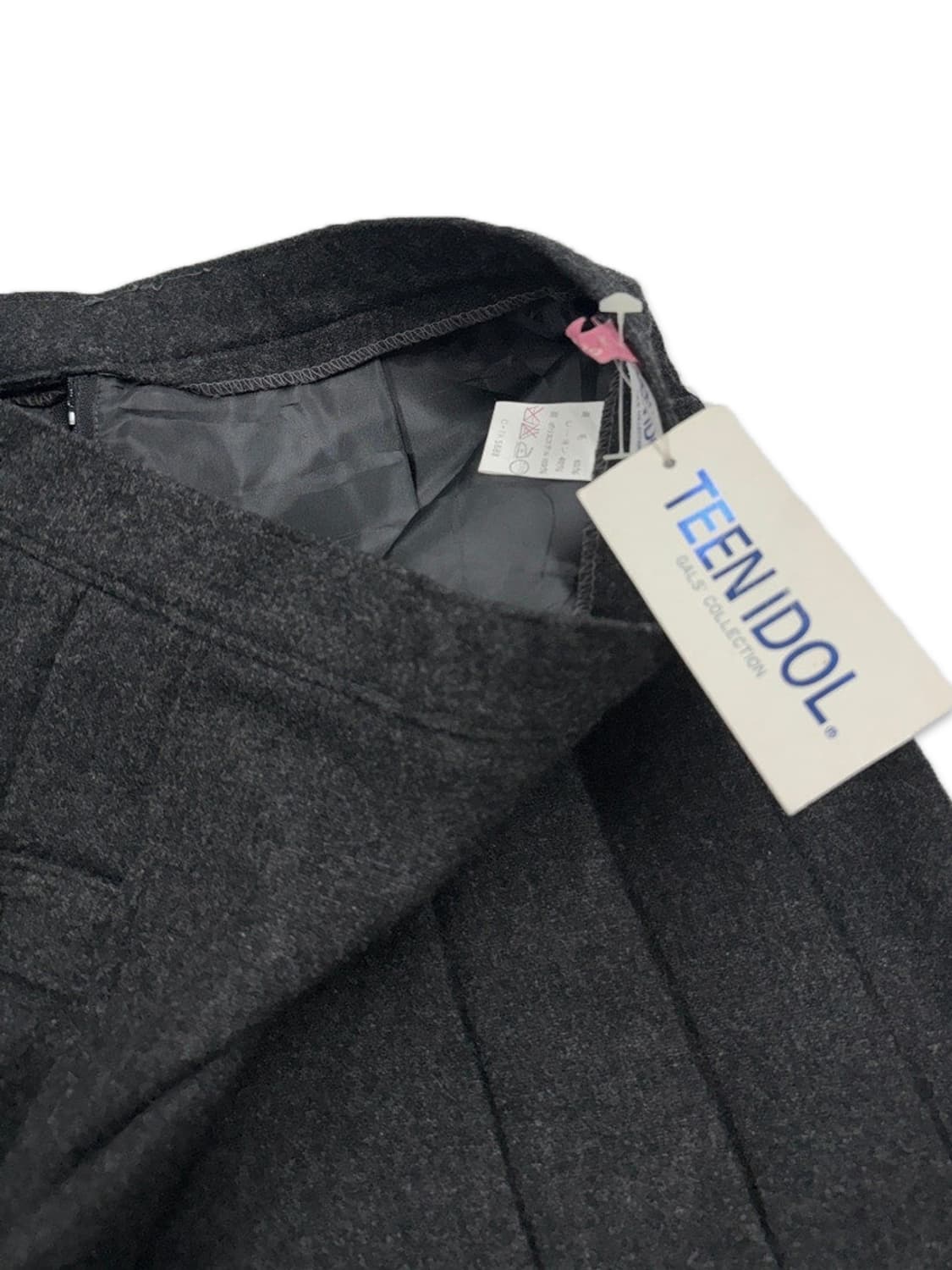 빈티지 다크 그레이 벨트 플리츠 미디 스커트 상품이미지3