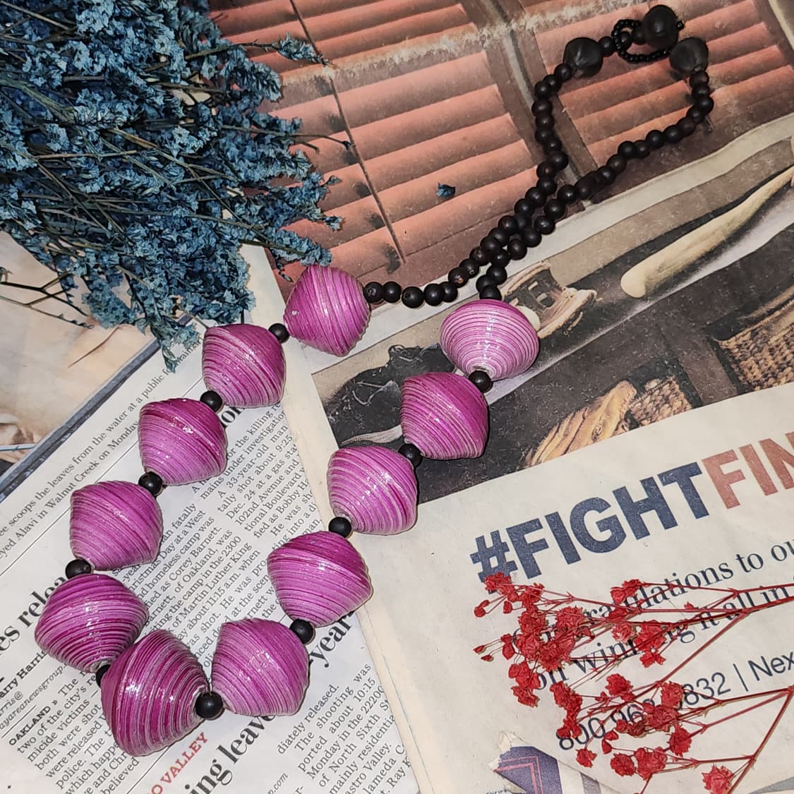 90s 프랑스 빈티지 목걸이 보헤미안 스타일 청키 쉘 비즈 목걸이 상품이미지2