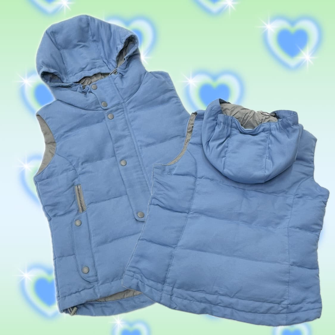 뷰티엔 유스 스카이 블루 패딩 조끼 베스트 하구미 그런지 갸루 상품이미지1