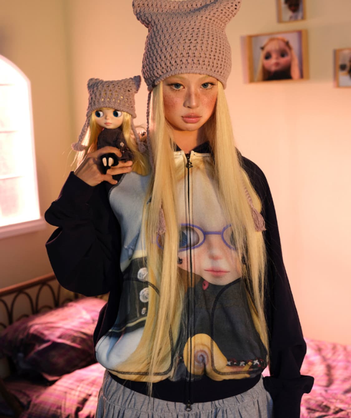 (바로배송) 코이세이오 X 브라이스 그래픽 집업 후디 네이비 상품이미지2