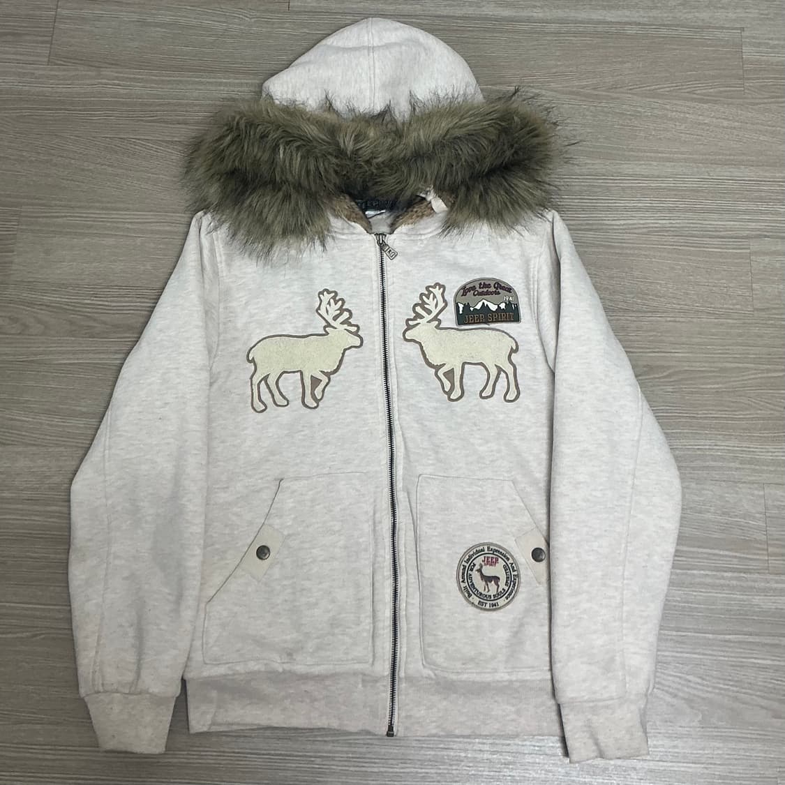 지프 여성 아이보리 울프죠 후드집업 M 상품이미지1