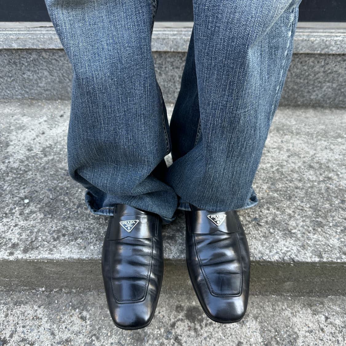 00s 빈티지 프라다 스포츠 스퀘어 토 로고 로퍼 상품이미지8