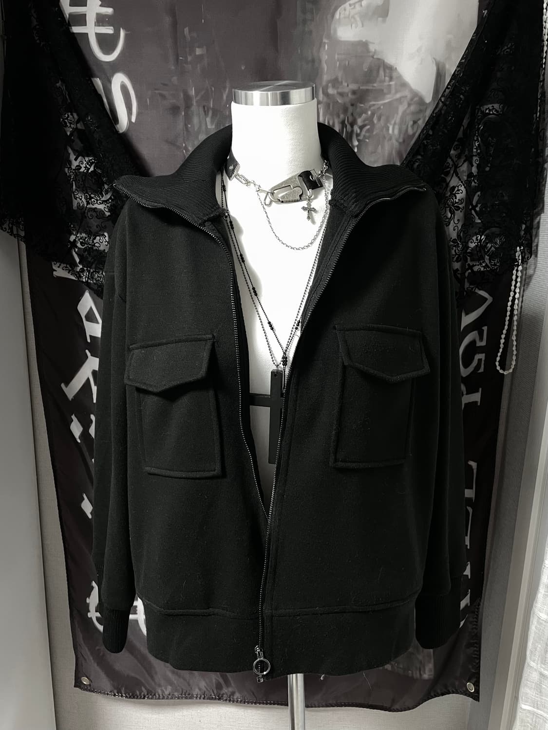 00s 2010 빈티지 블랙 포켓 져지 집업 미세키서울코이세이오펑크히피 상품이미지1