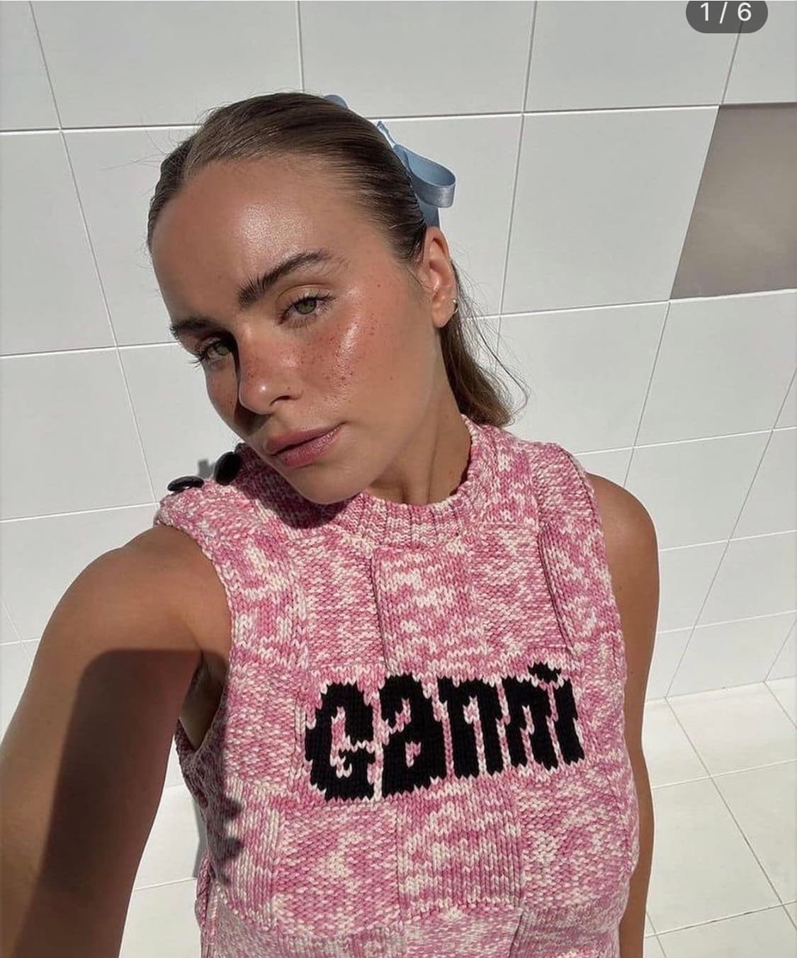 가니 숄더 버튼 지카드 로고 니트 베스트 상품이미지2