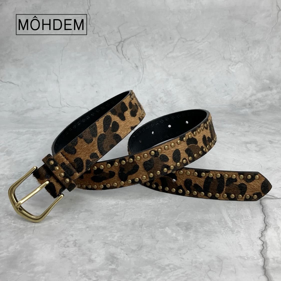 [Unisex] 레오파드 스터드 호피 송치털 벨트 상품이미지6
