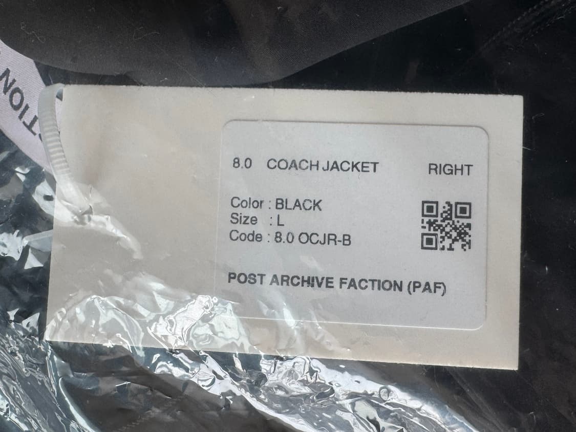 포스트아카이브팩션 paf 8.0 코치 자켓 라이트 (블랙) 상품이미지5