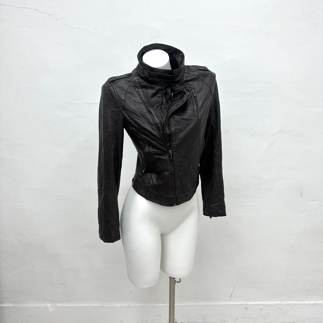 brown leather rider jacket 상품이미지1