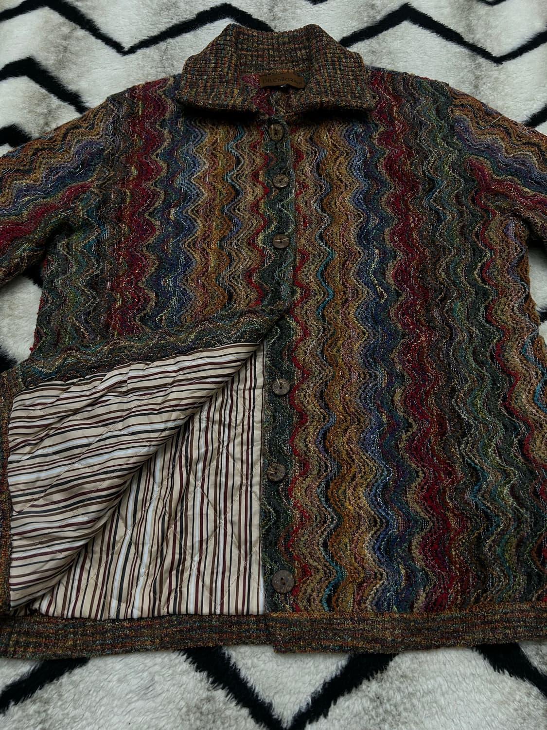 [XL]빈티지 멀티컬러 에스닉패턴 니트집업 자켓 상품이미지4