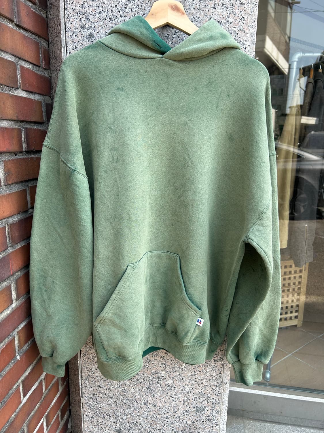 90‘s 러셀 페이딩 후디 그린 XXL 상품이미지4