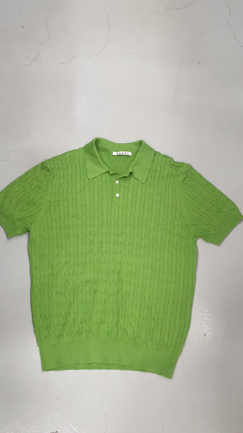 SUARE 케이블 니트 카라티 그린xl 상품이미지1