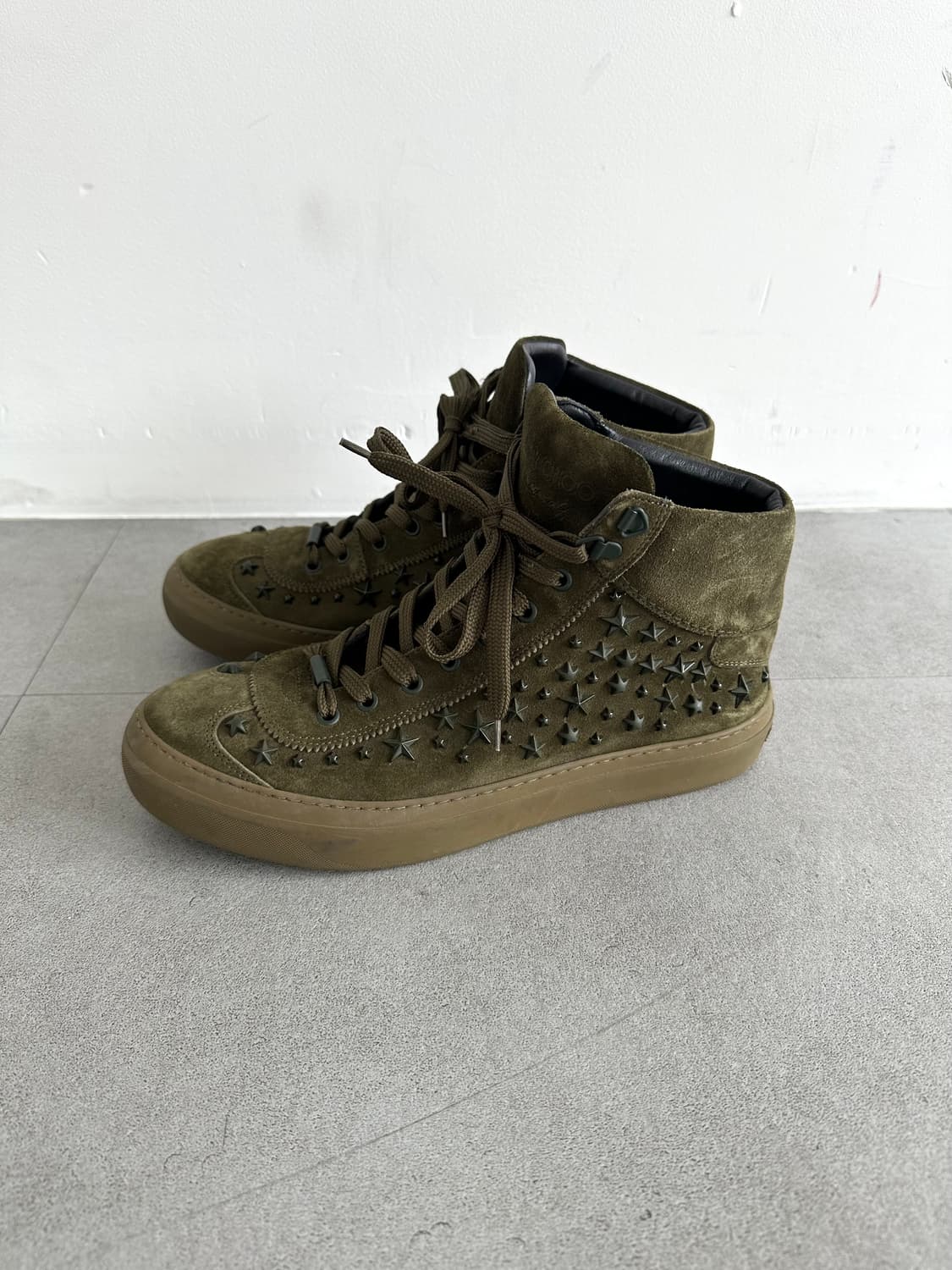 지미추 카키 스타 스터드 레더 하이탑 상품이미지3