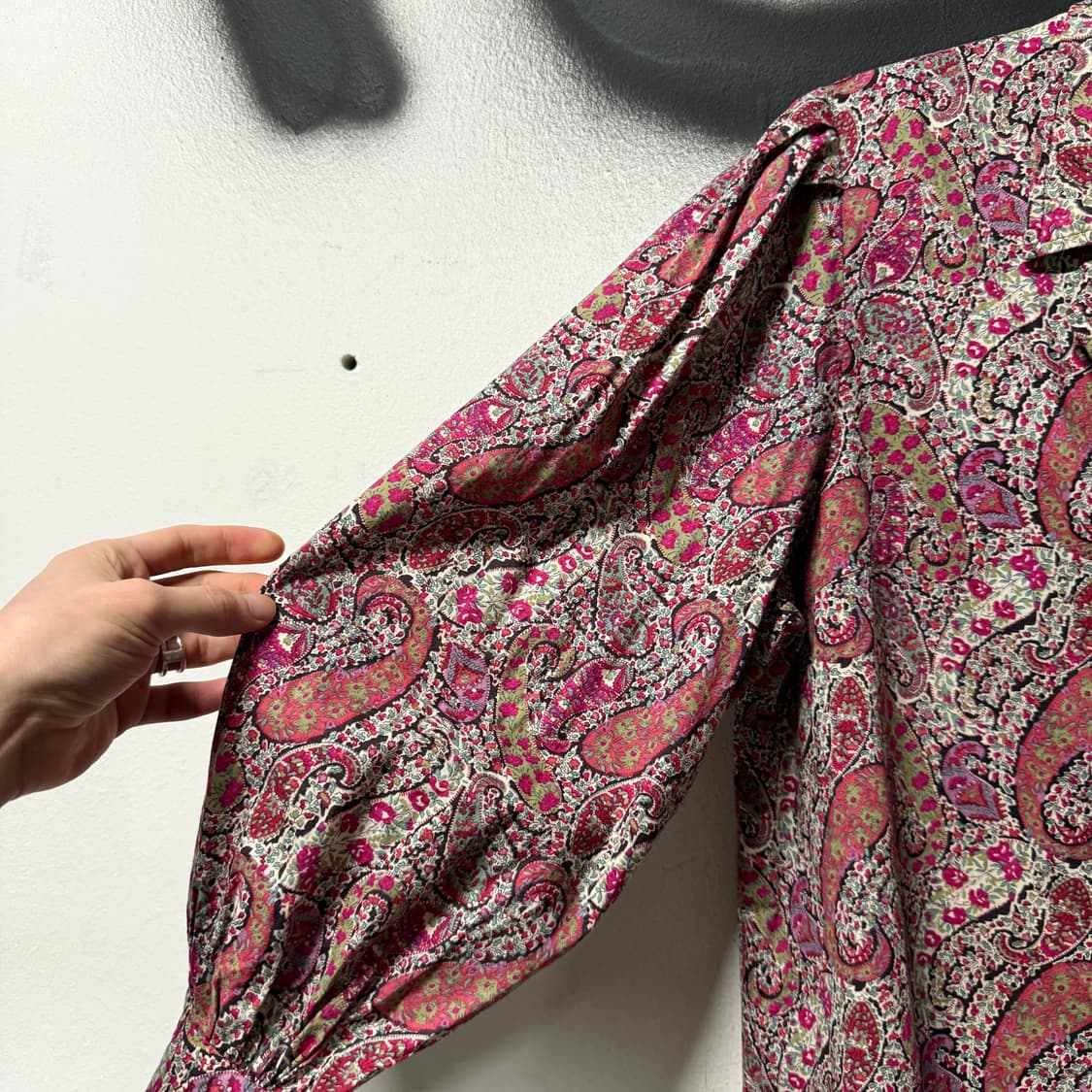 VTG 빈티지 페어리 핑크 페이즐리 퍼프 슬리브 블라우스 자켓 상품이미지5