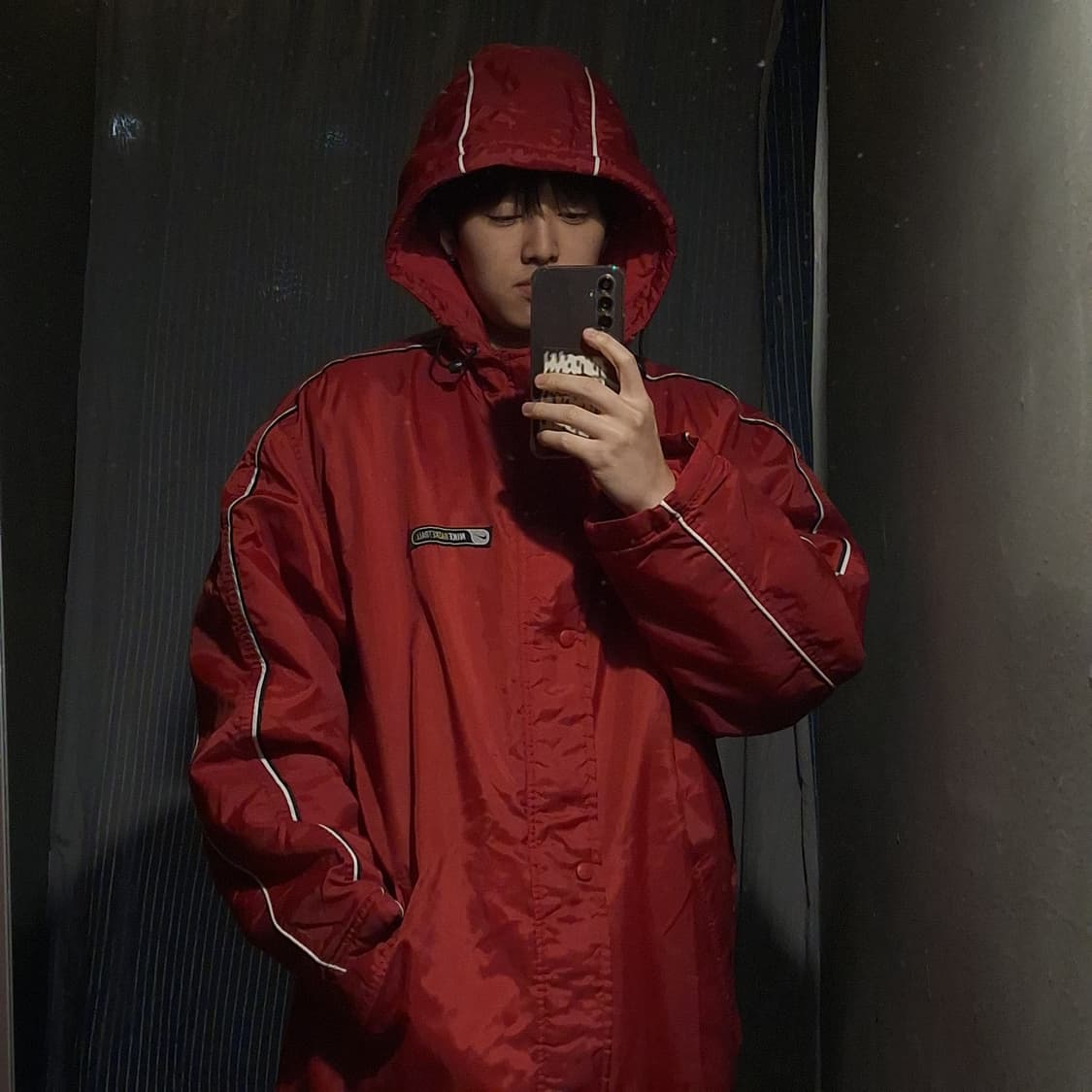 나이키 배스킷볼 00s 레드 블랙 화이트 라이닝 올드스쿨 벤치자켓 돕바 상품이미지3