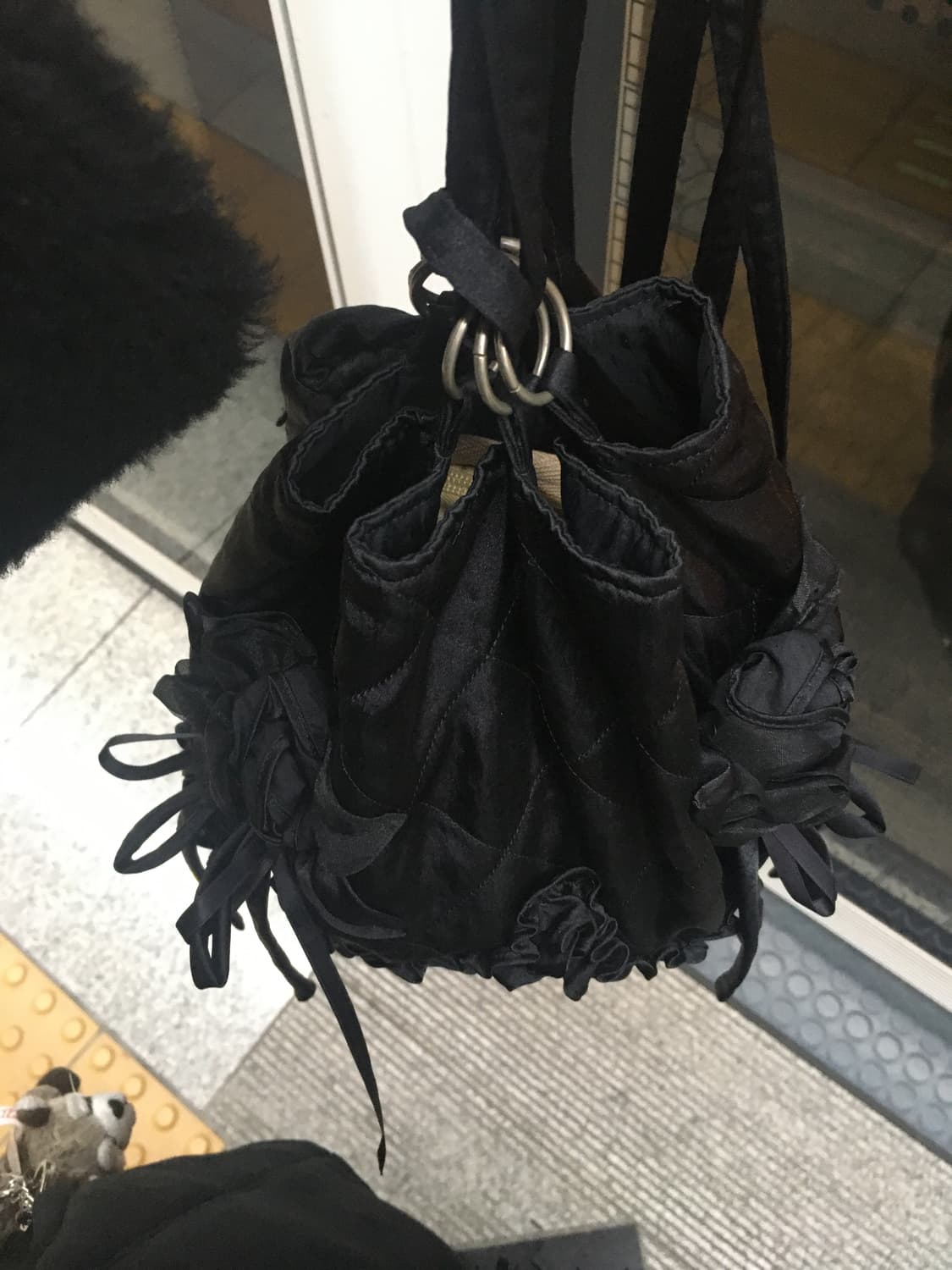 일본빈티지 포테치노 블랙 플라워백 숄더백 크로스백 꼼데st 꽃가방 상품이미지9