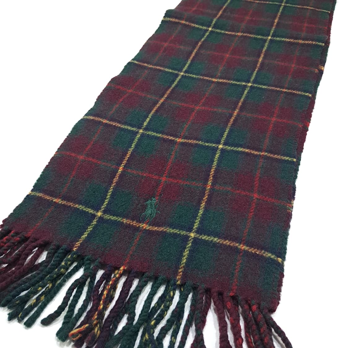 MX507 폴로 90s 이태리판 램스울 타탄체크 버건디 머플러목도리 상품이미지3