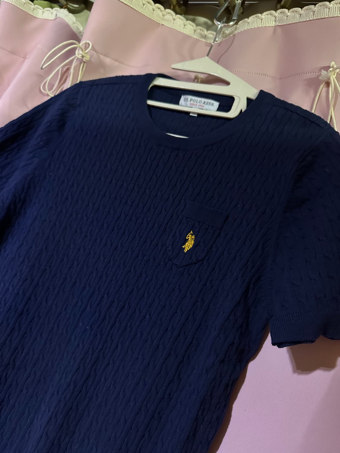 유에스 폴로 에센 니트 폴로니트 폴로엠사이즈 네이비 니트 반팔 상품이미지2