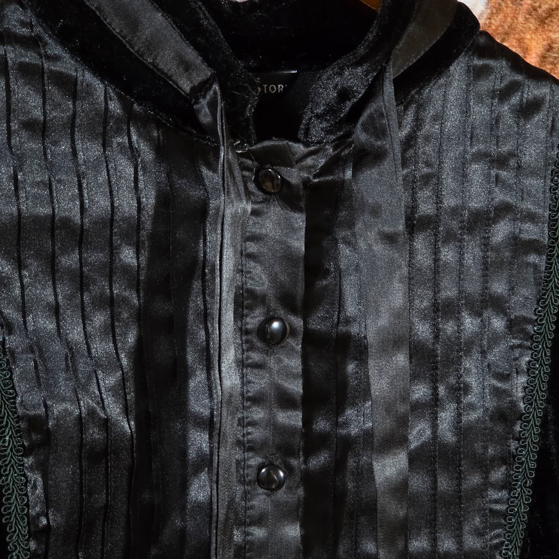 빈티지 벨벳 블랙 클래식 타이 블라우스 상품이미지3