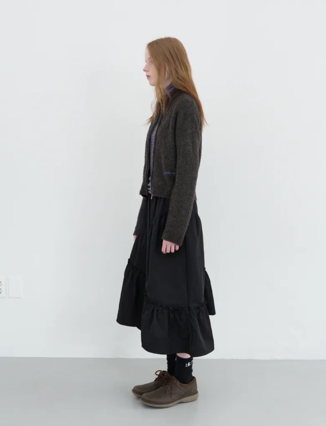 엔조블루스 enzoblues 코튼 셔링 스커트 블랙 상품이미지5