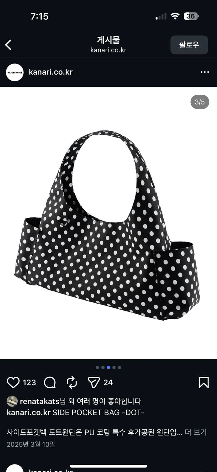 Kanari 사이드포켓 도트백 상품이미지3