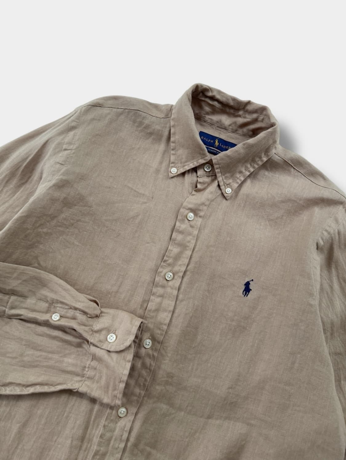 폴로 QR라벨 린넨베이지 셔츠 상품이미지2