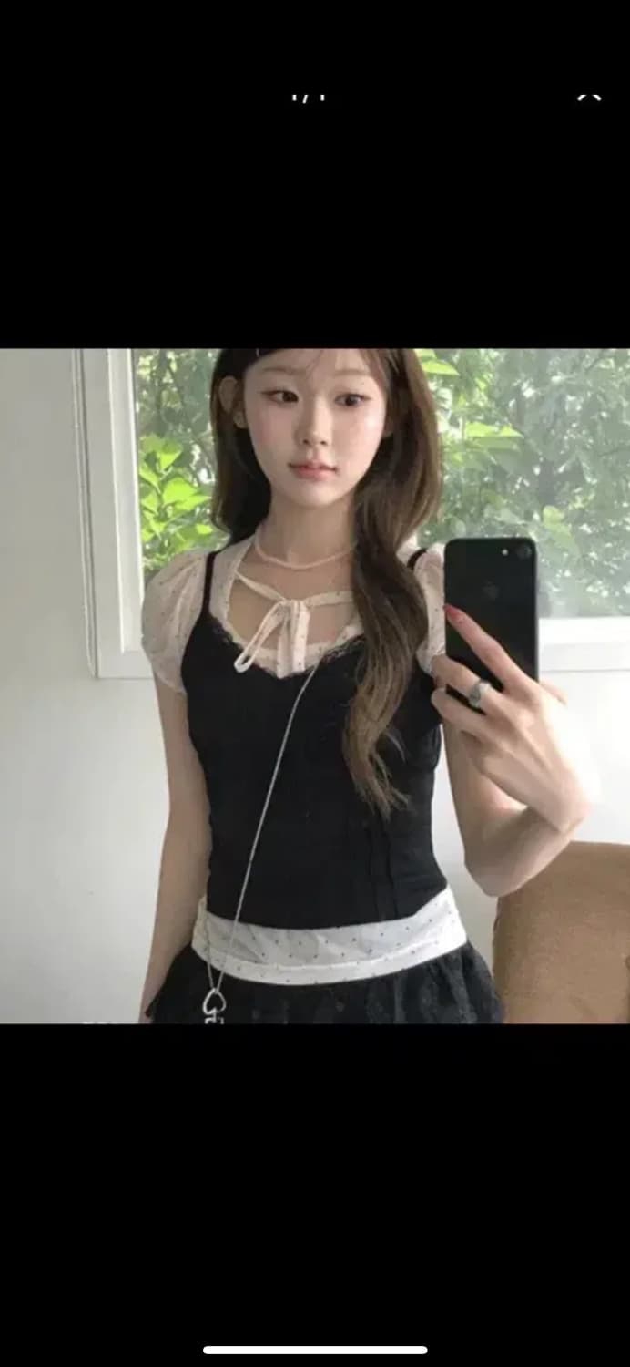 미니포에 교토 도트 퍼프 티셔츠 베이지 상품이미지2