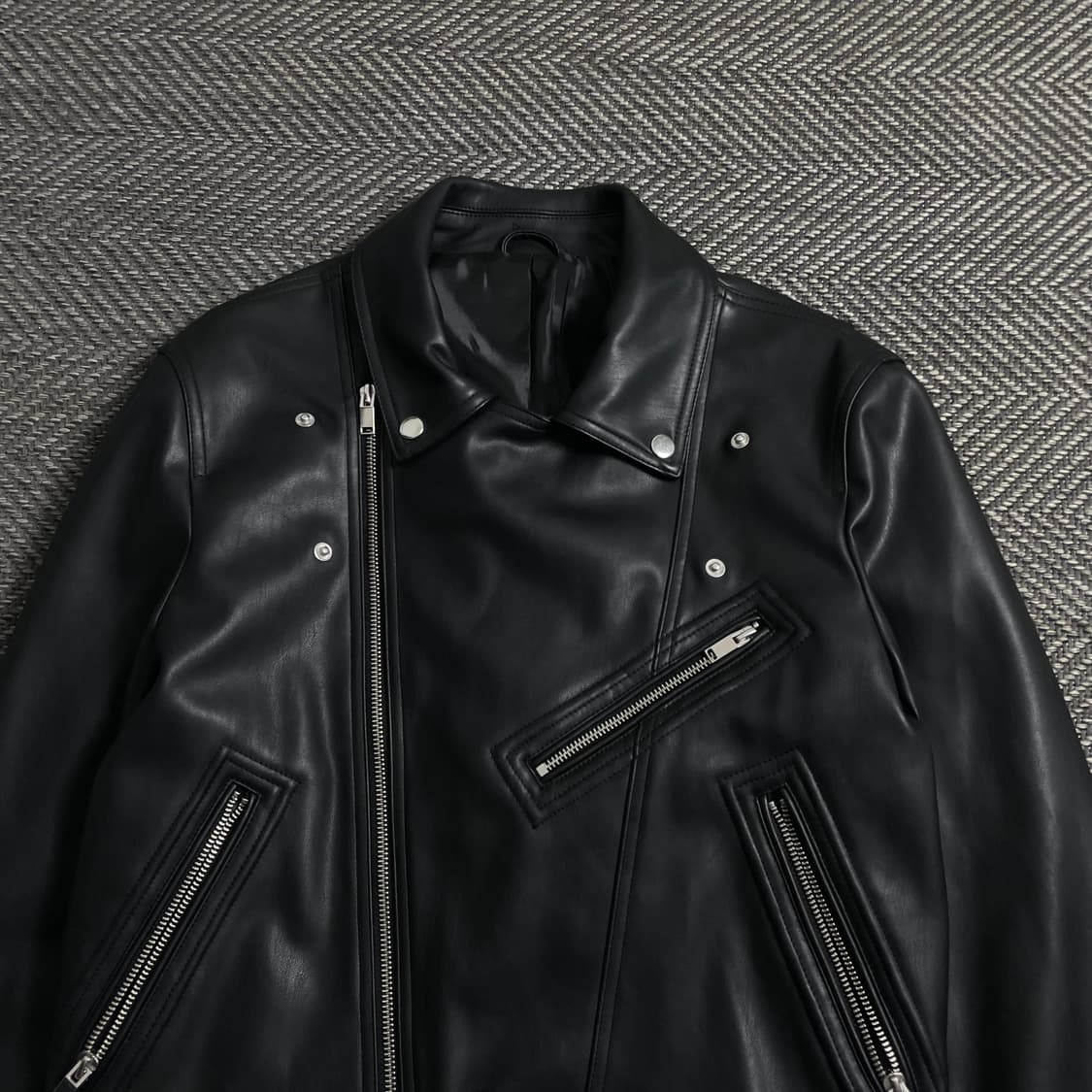 지이크 비건 레더 라이더 가죽 자켓 블랙o 4293 상품이미지4