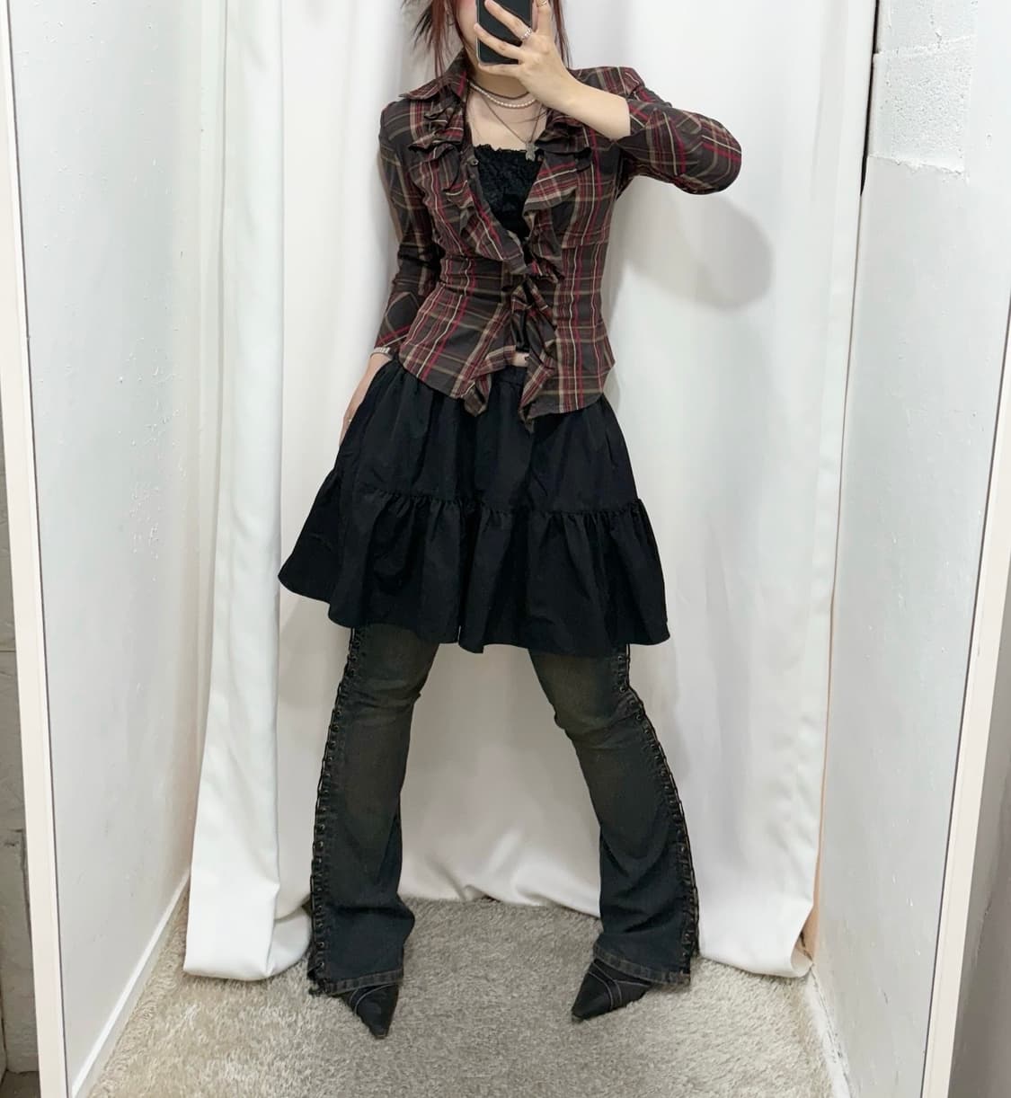 체크 빅프릴 코디♥️ 상품이미지1