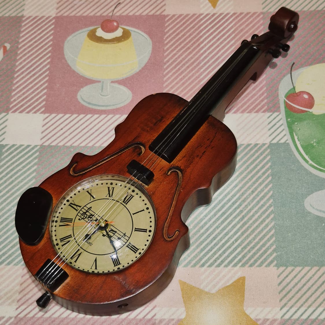 80s 토치키토케이 우드 바이올린 시계 상품이미지7