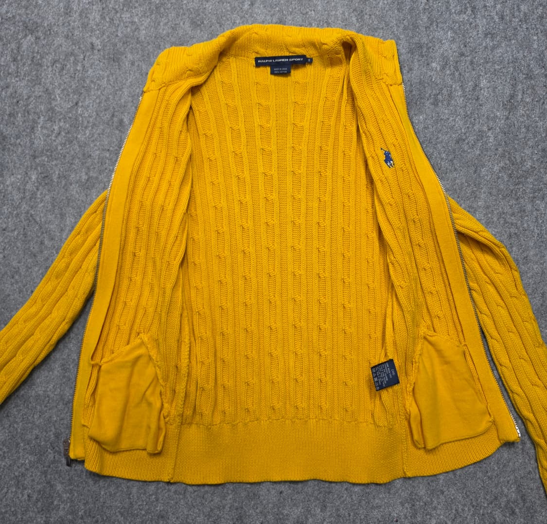 폴로 랄프로렌 스포츠 꽈배기 케이블 니트 집업 옐로우 S 상품이미지3