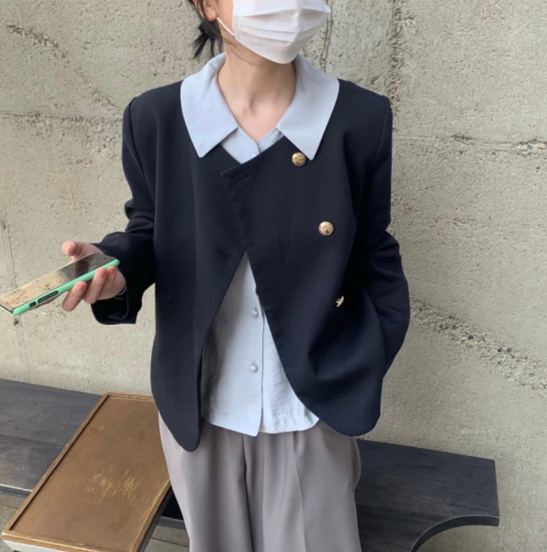 하우유 노카라 자켓+블라우스 세트 상품이미지6