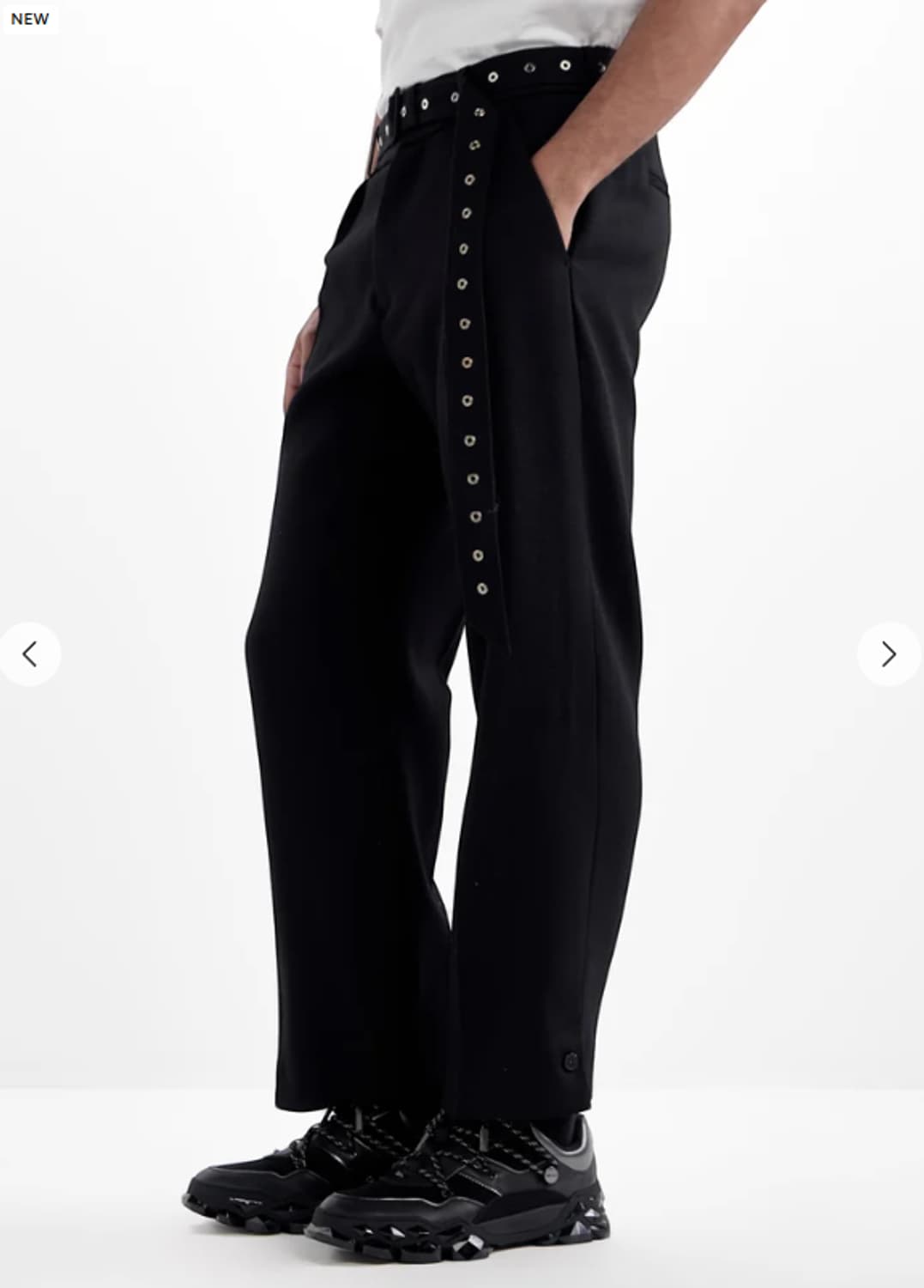 H&M rokh 벨티드 울 팬츠 블랙 (46) 상품이미지1