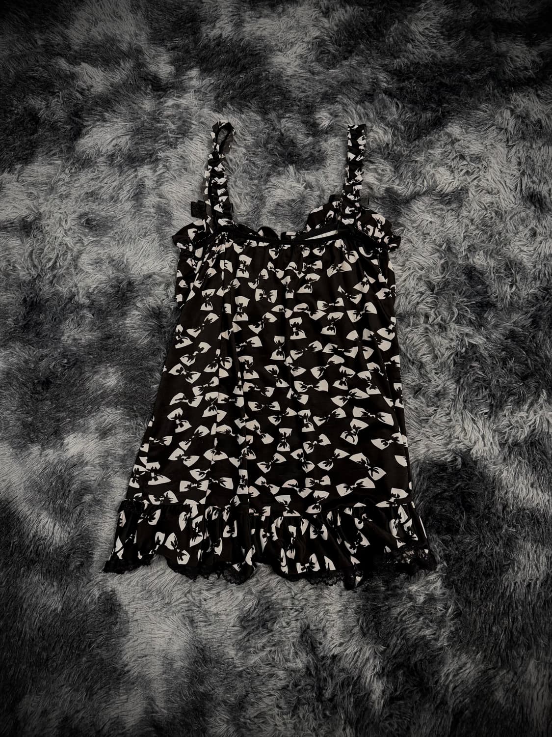 블랙 리본 패턴 캉캉 슬리브리스 상품이미지2