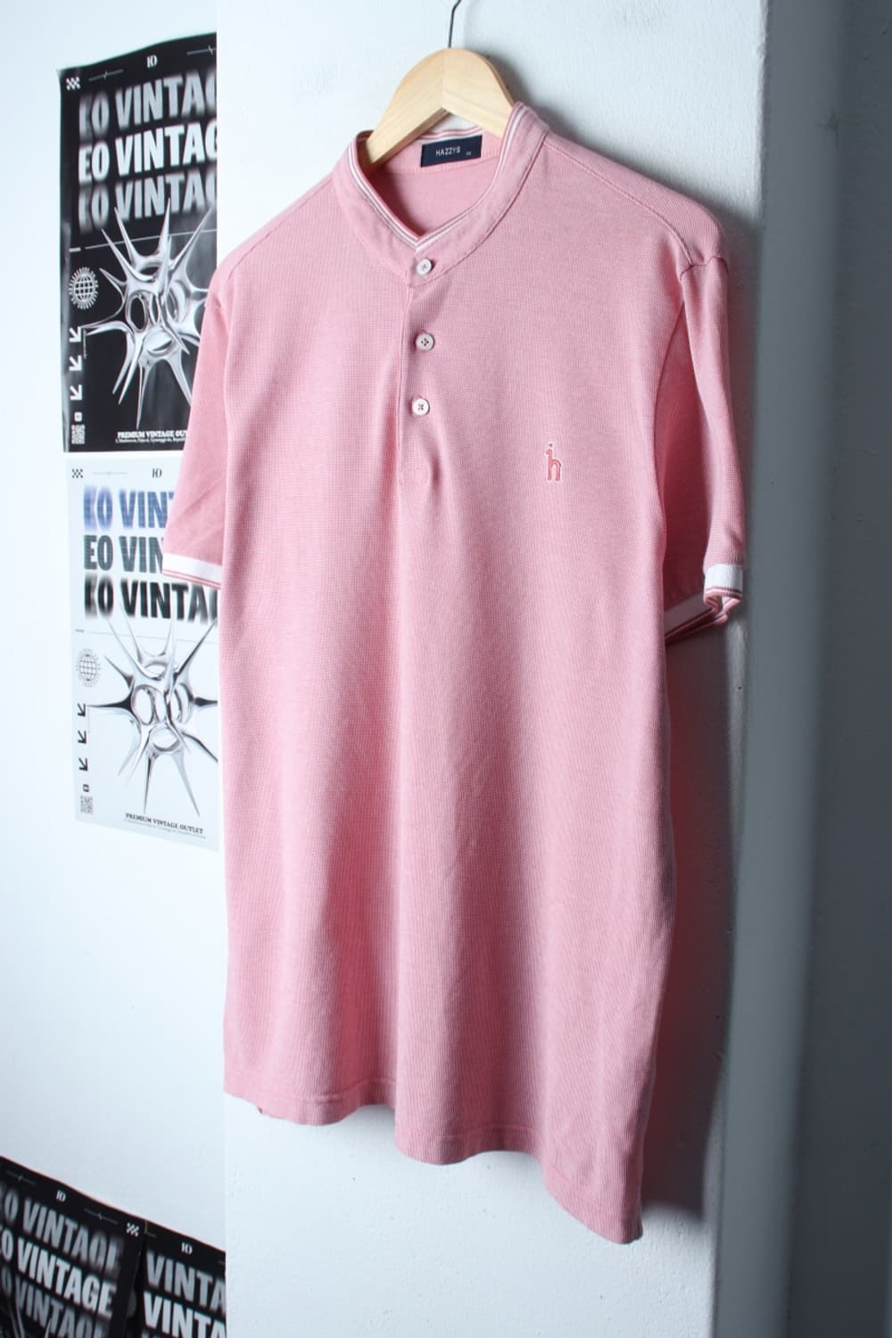 (2XL) 헤지스 반팔 카라 티셔츠 빅사이즈 차이나넥 와플-H30988 상품이미지1
