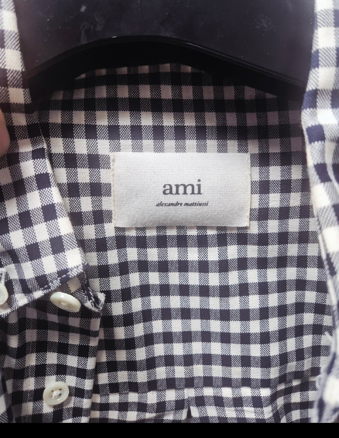 아미 ami 깅엄 체크 하트 로고 셔츠 40사이즈 상품이미지3