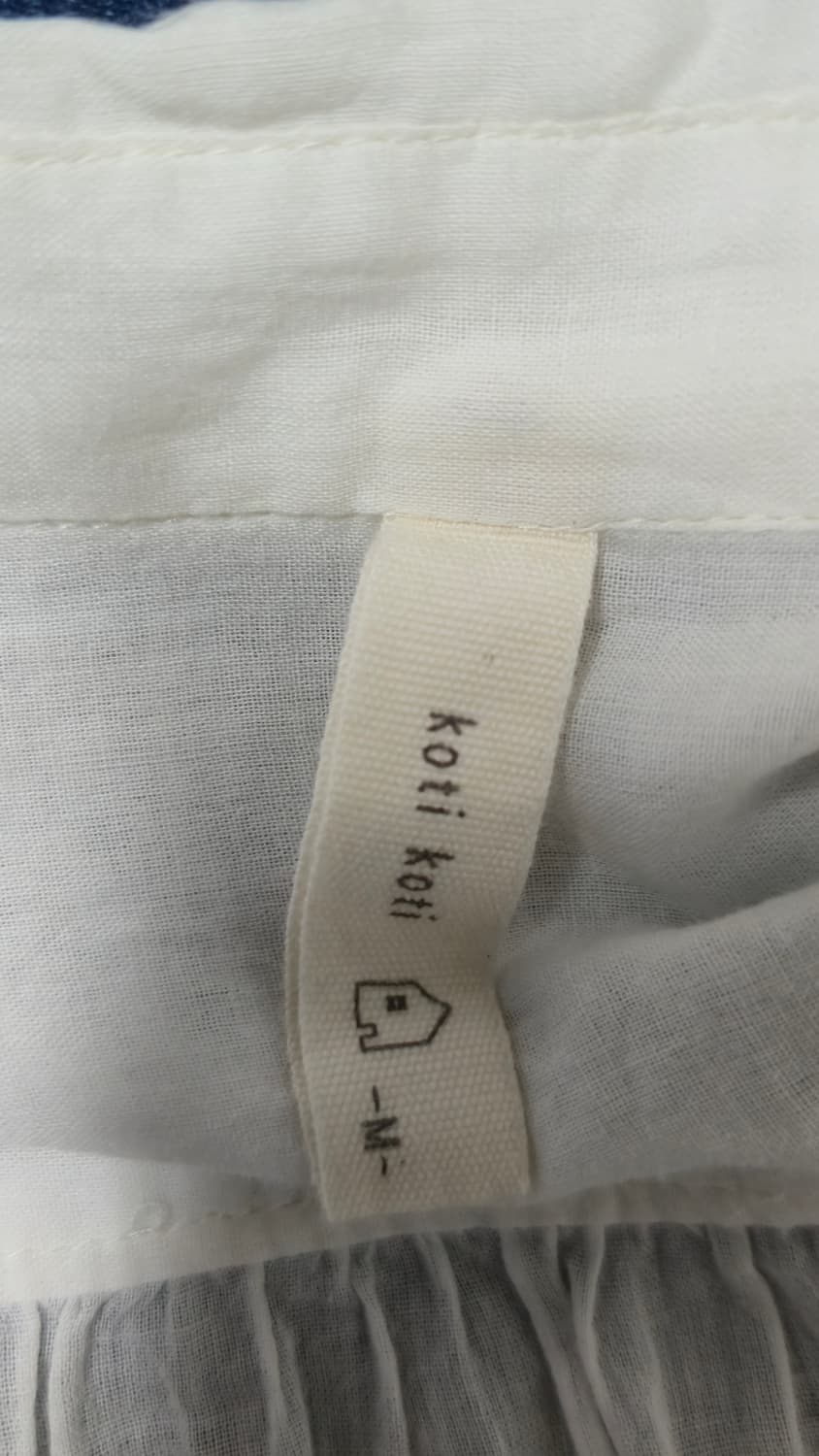 코티코티 화이트 거즈면 셔츠 롱 원피스 M 카라 셔링 7부 상품이미지5