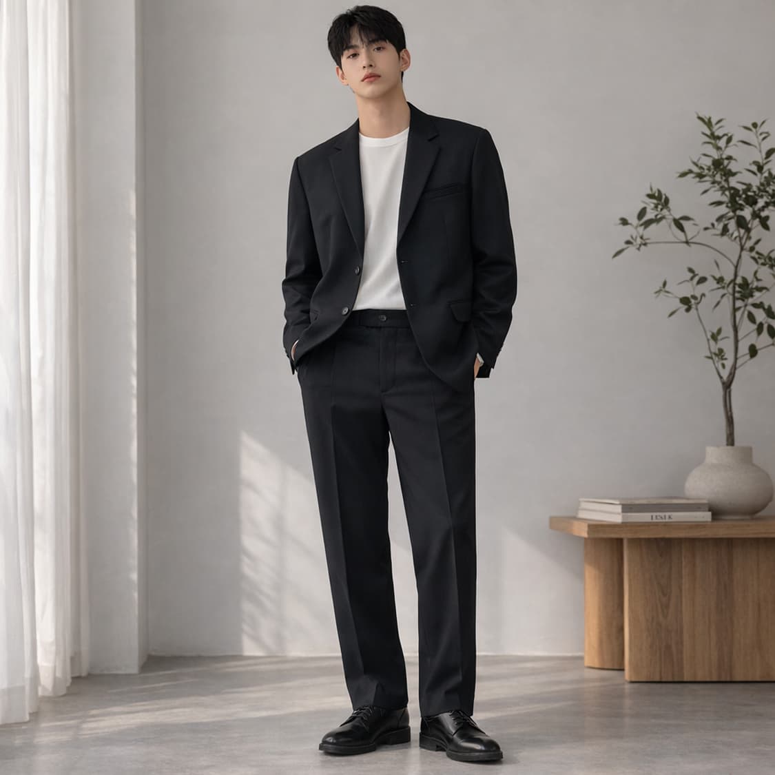 예아(YEAh) 울 100% 3버튼 싱글 블레이저 자켓 블랙 상품이미지1