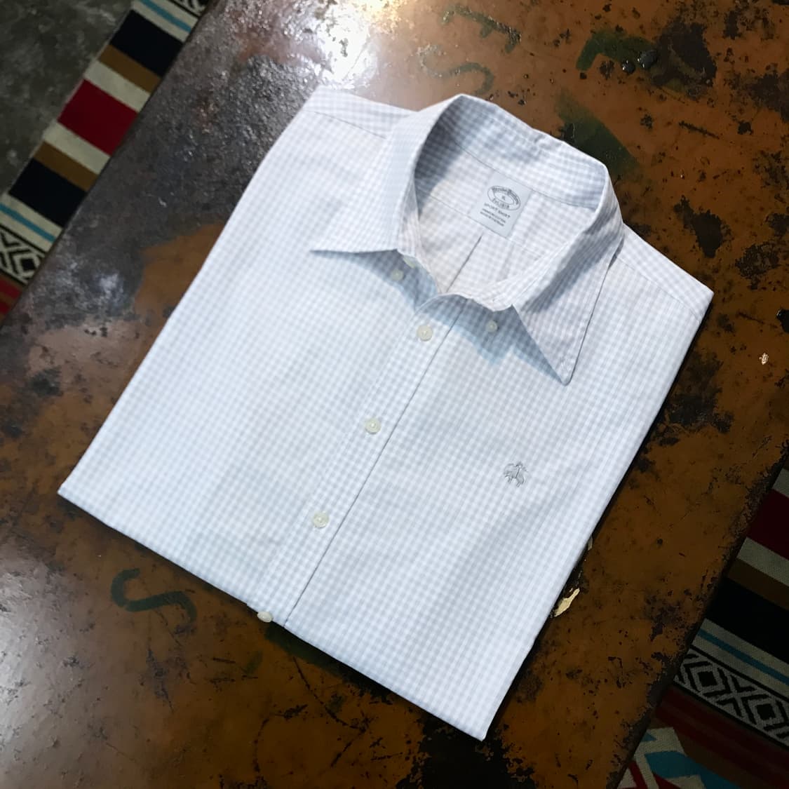 브룩스브라더스 라이트 그레이 깅엄 체크 셔츠 남성 110 사이즈 상품이미지1