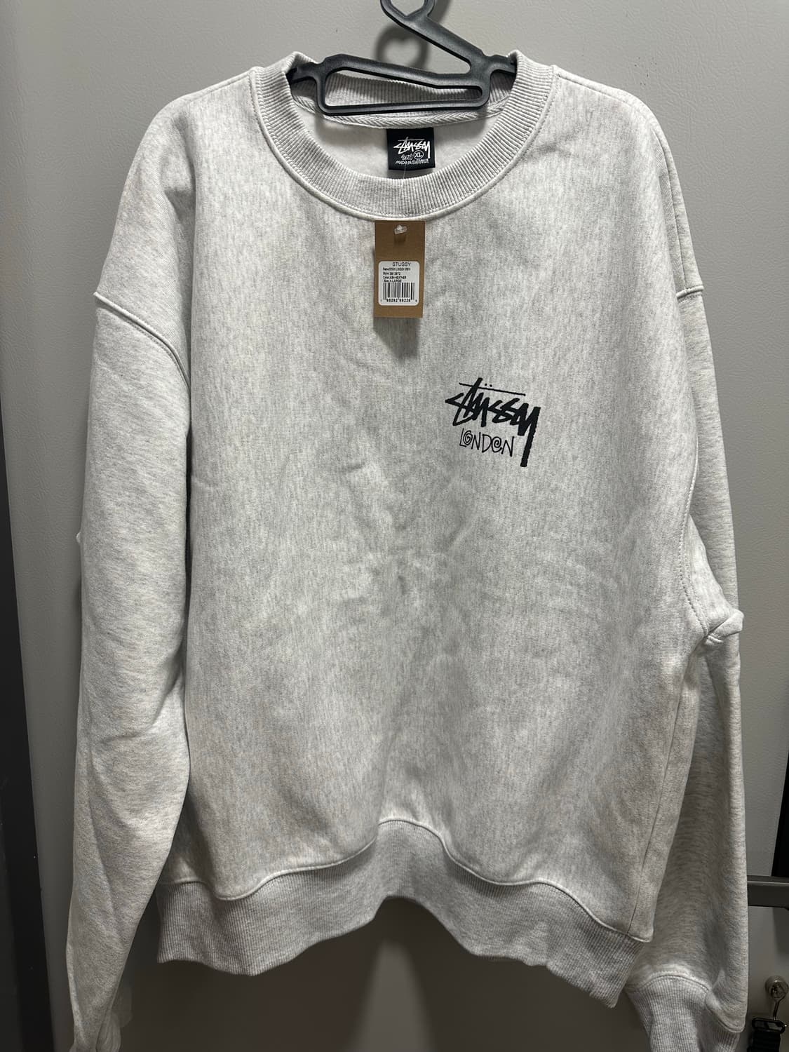 스투시 스탁 런던 크루 맨투맨 xl 멜란지 그레이 상품이미지1