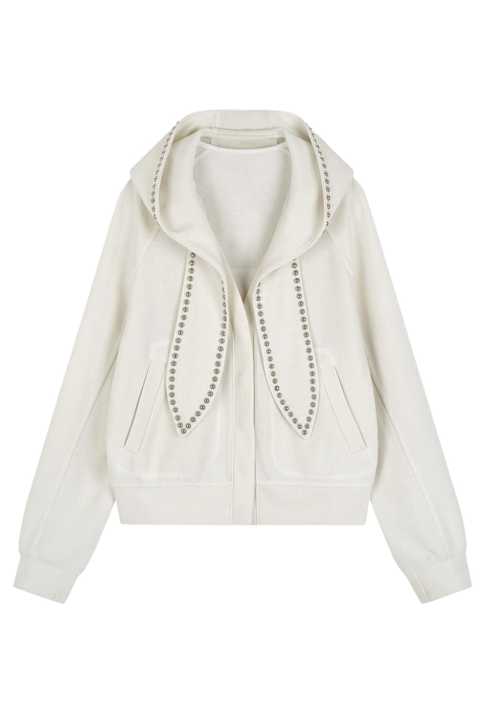 김미더영 스터드 머플러 후드 가디건 아이보리 상품이미지6