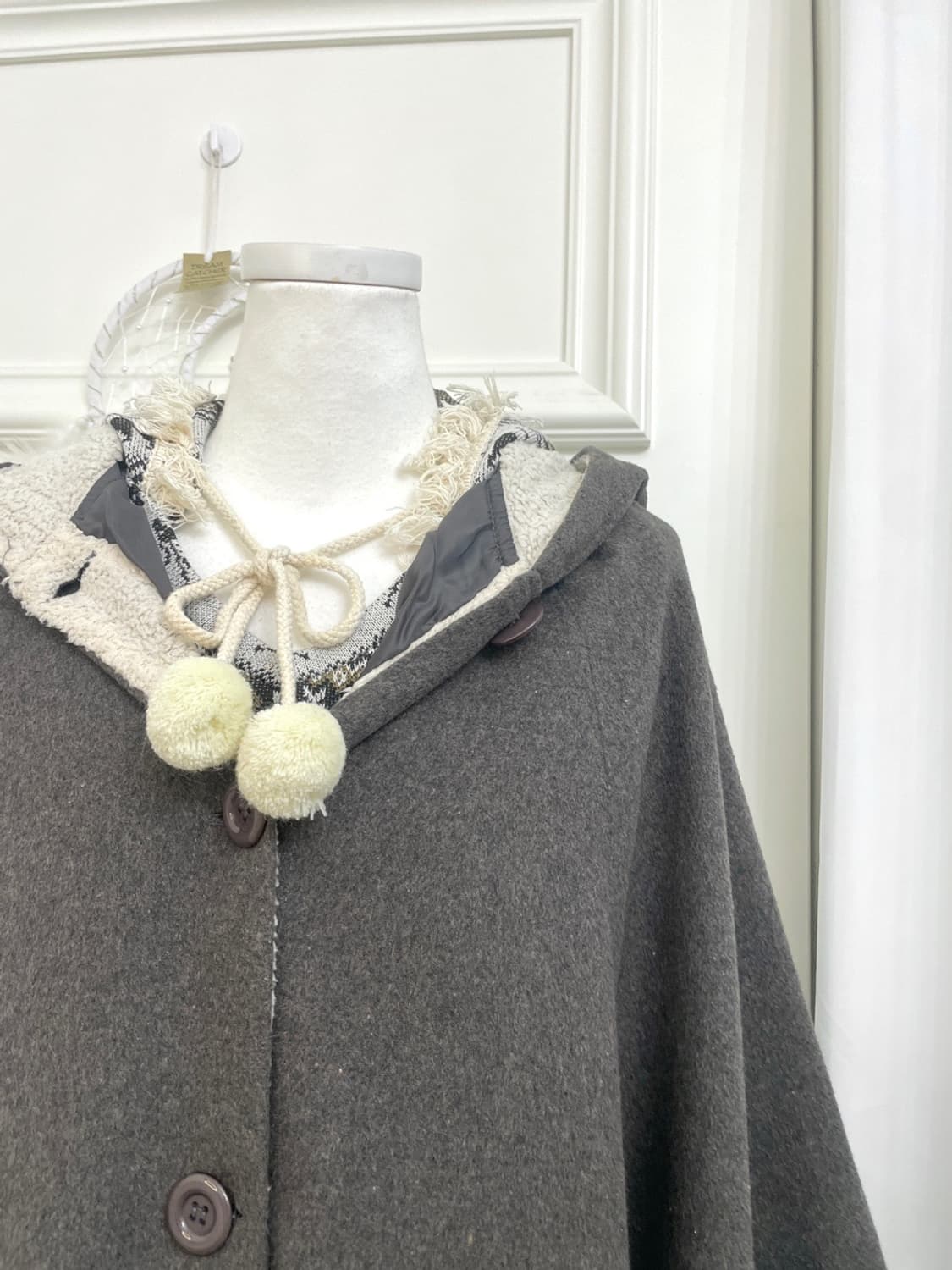 dark brown fur hoodie cape(size-M) 상품이미지8