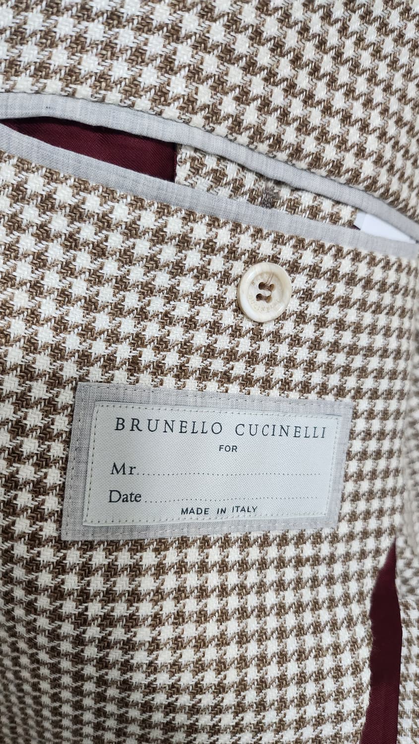 브루넬로 쿠치넬리 피크트 라펠 하운드 투스 싱글 자켓 상품이미지4