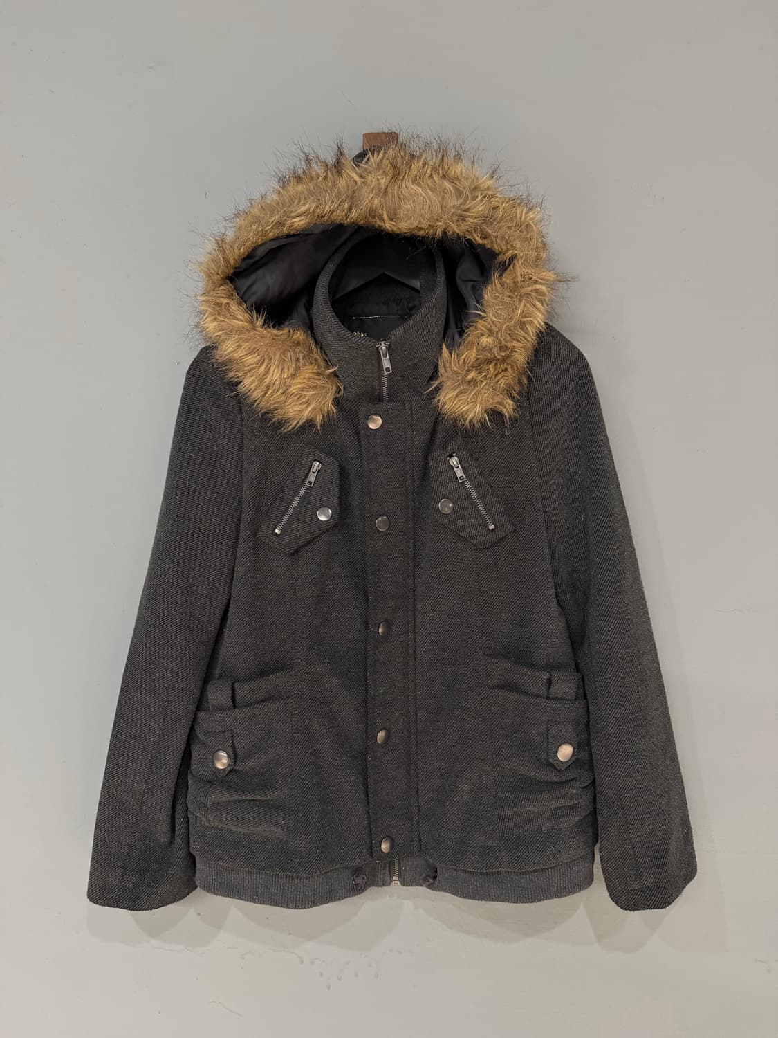 fur trimming multi pocket short coat 상품이미지6