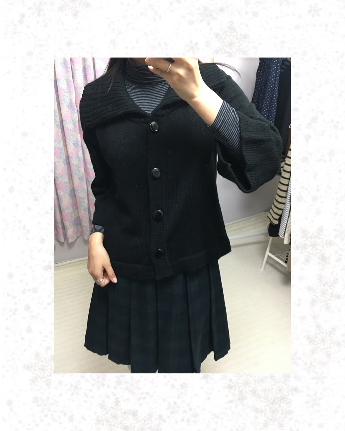 블랙 카라 가디건 상품이미지1