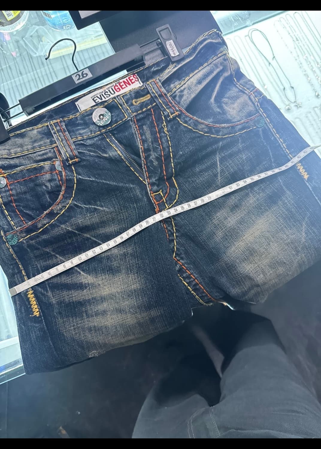 에비수1 프린팅 워싱 데님 청바지 엔지니어드 26 노랑 빈티지 바지11 상품이미지7