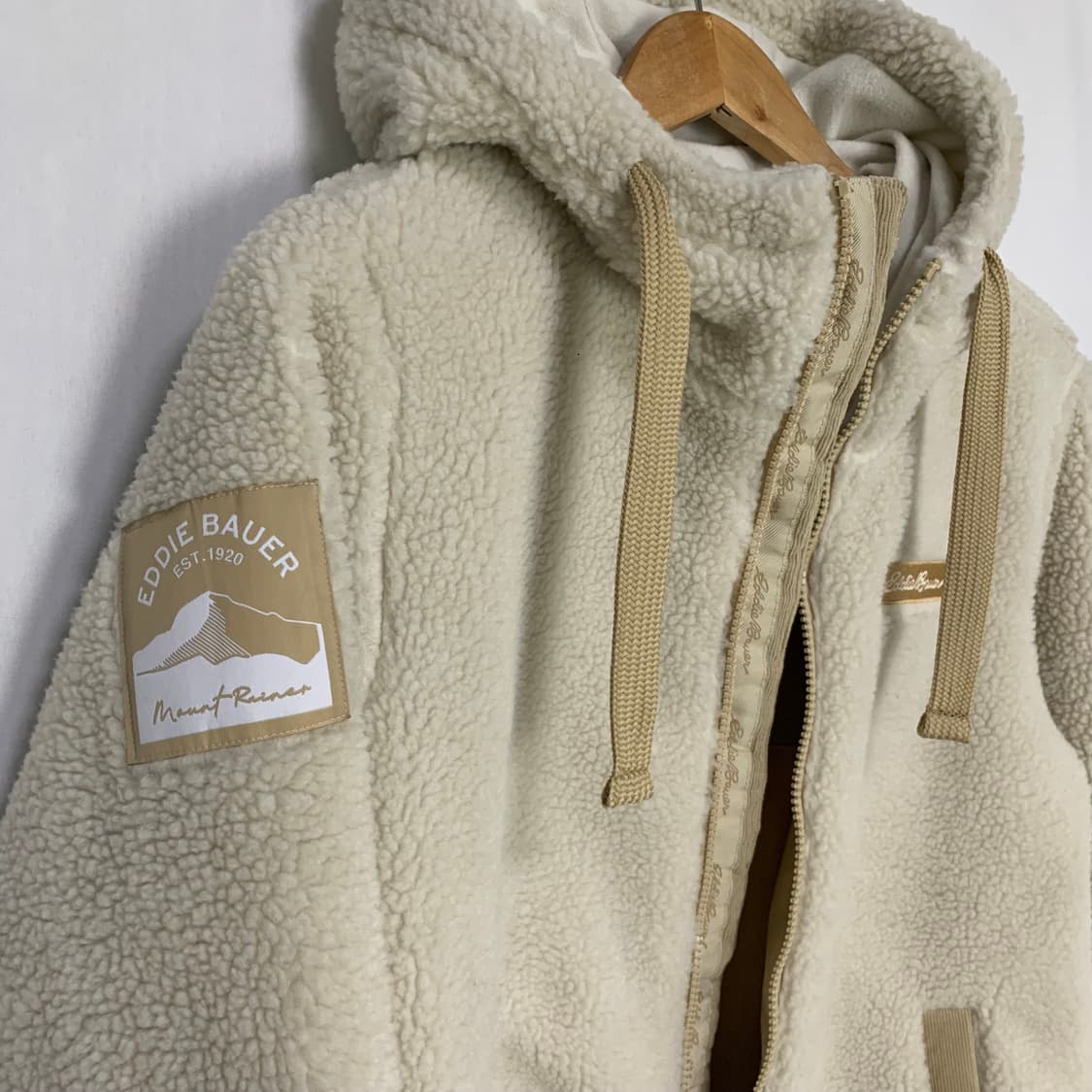 에디바우어 빈티지 아이보리 양털 후리스 후드집업 M 여성 상품이미지3