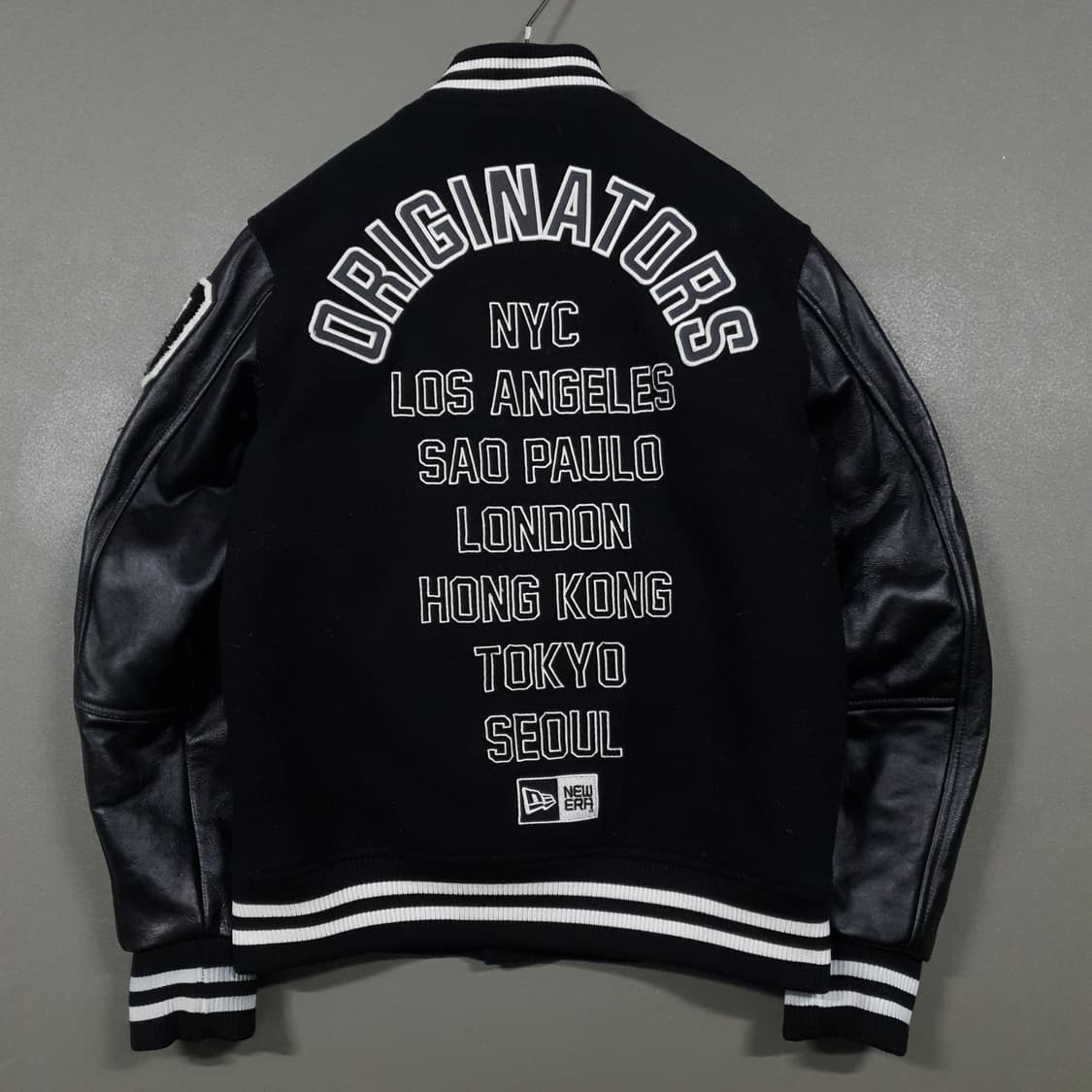 뉴에라 오리지네이터스 패치워크 울 레더 가죽 바시티 자켓 블랙 S 상품이미지9