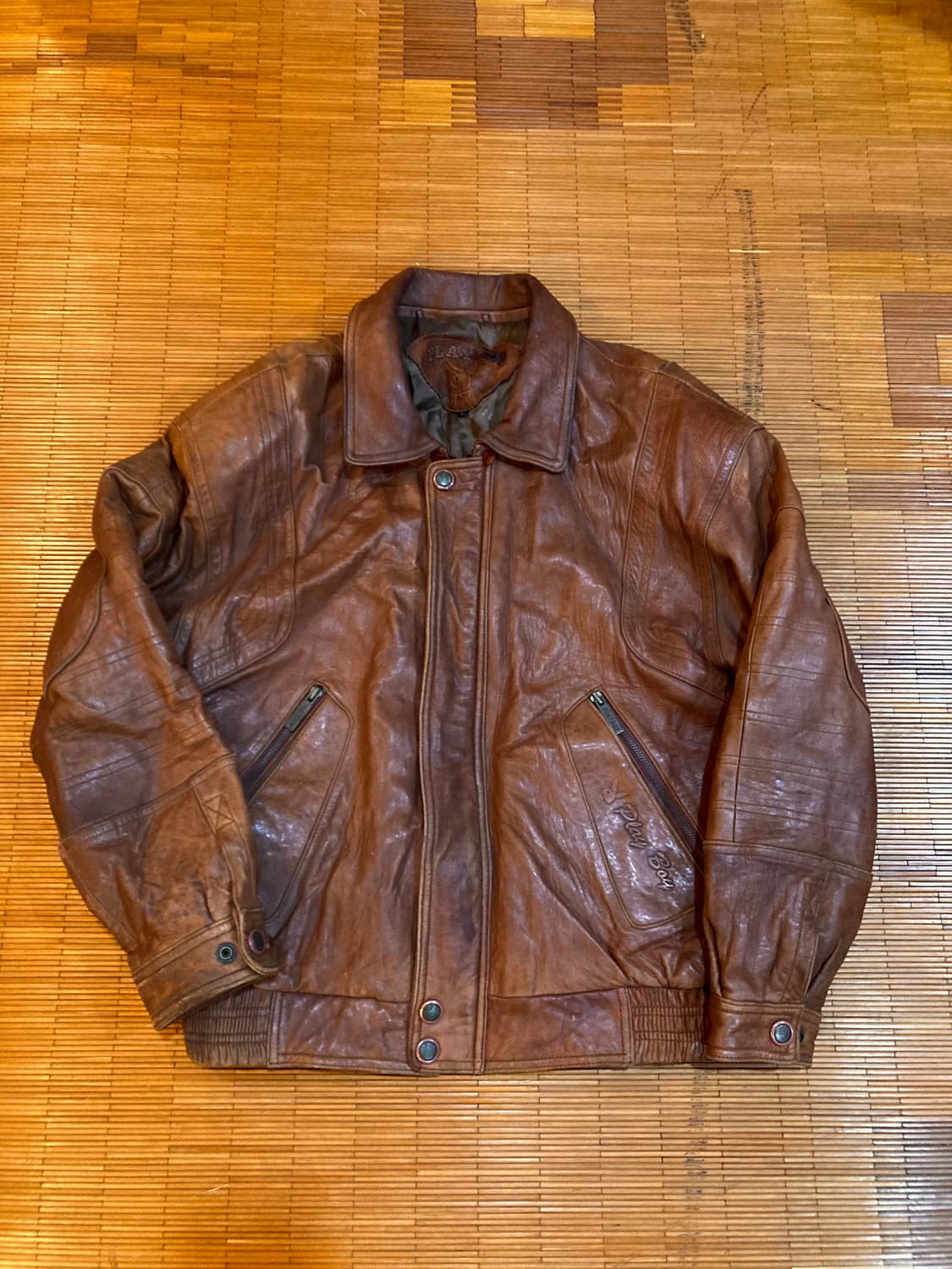 플레이보이 90‘s 램스킨 레더자켓 상품이미지1